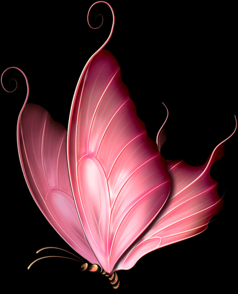 Elegant Pink Butterfly Art