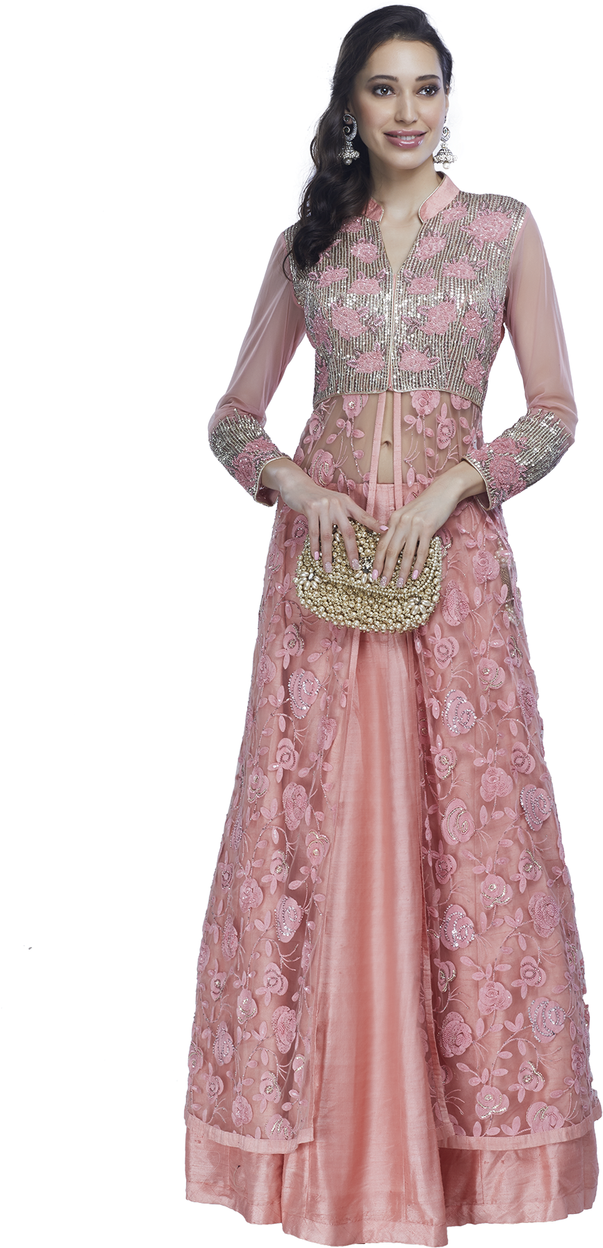 Elegant Pink Embroidered Lehenga Set