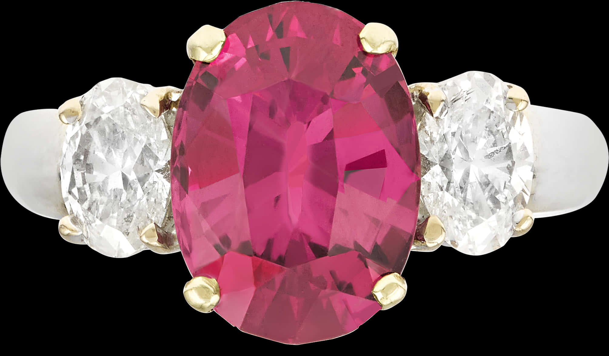 Elegant Pink Gemstone Ringwith Diamonds