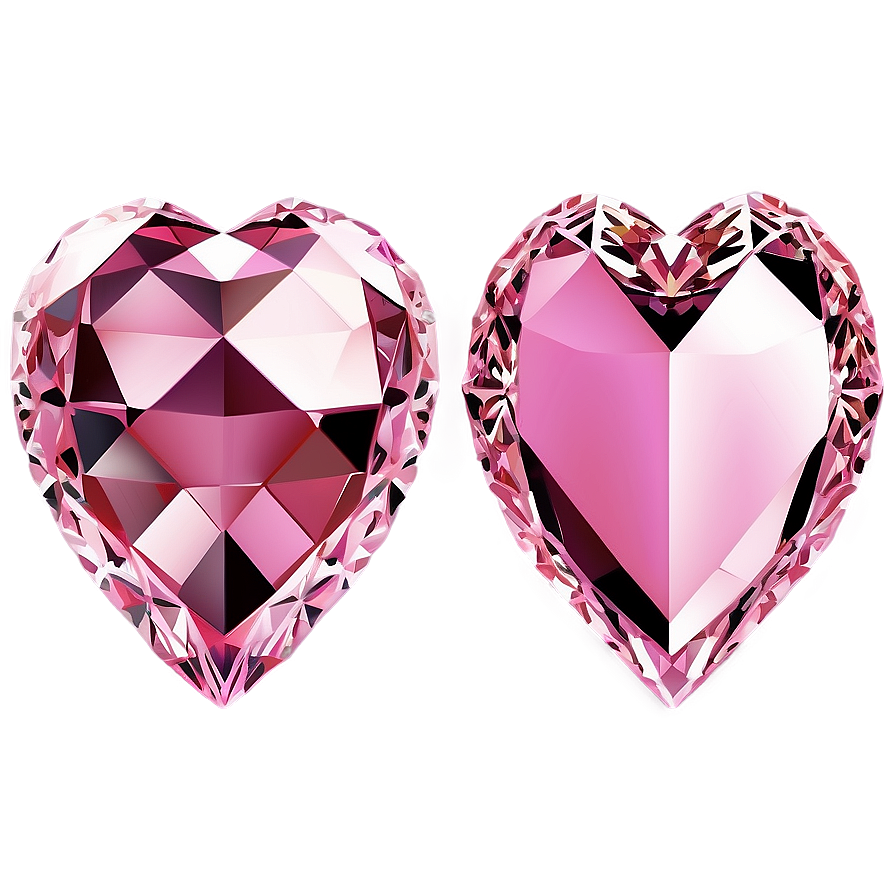 Elegant Pink Heart Diamond Drawing Png 06282024