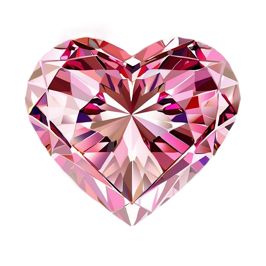 Elegant Pink Heart Diamond Drawing Png 1