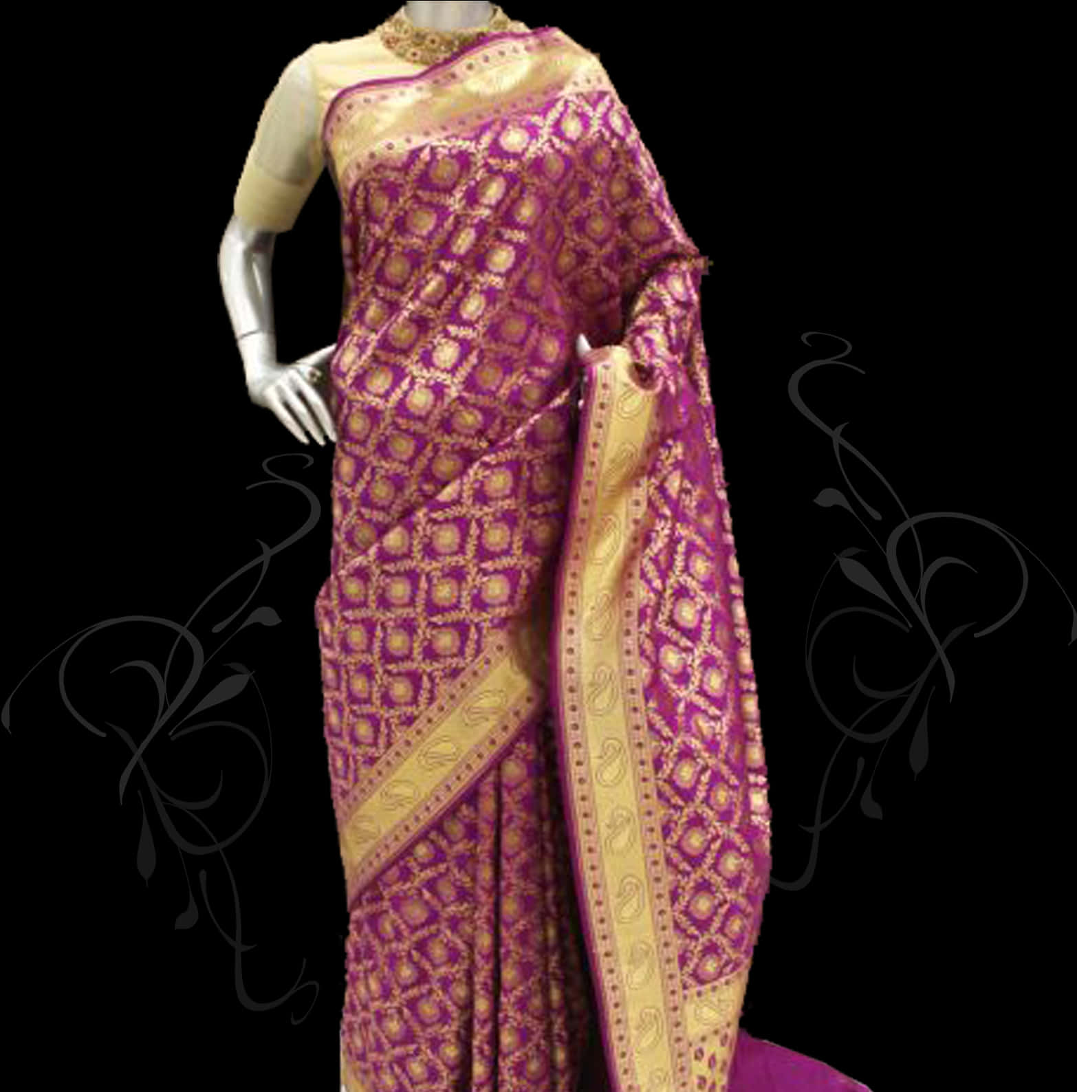 Elegant Purple Silk Saree Mannequin