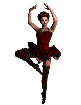 Elegant Red Ballet Dancer3 D