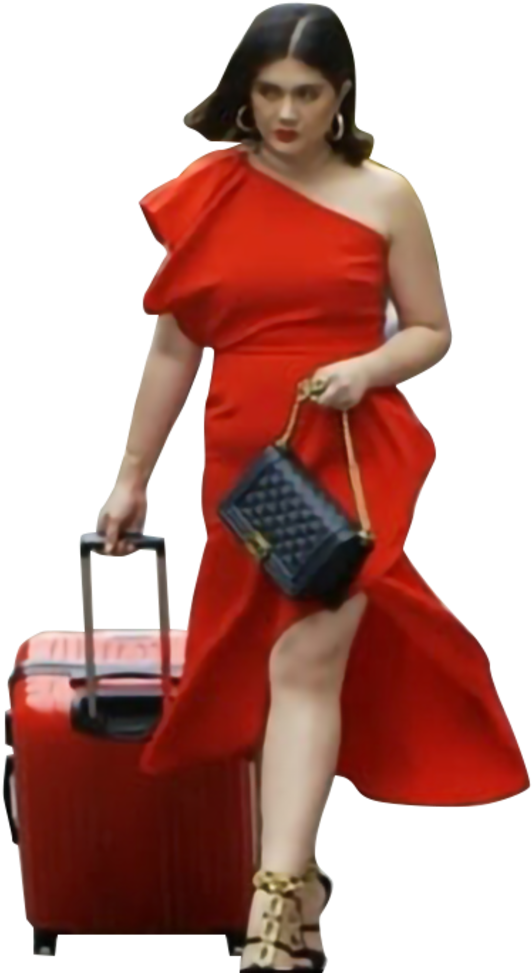 Elegant Red Dress Travel Look