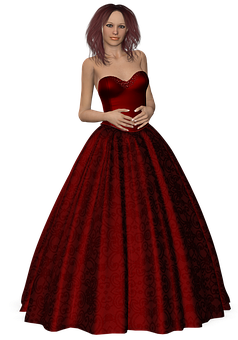 Elegant Red Gown3 D Model