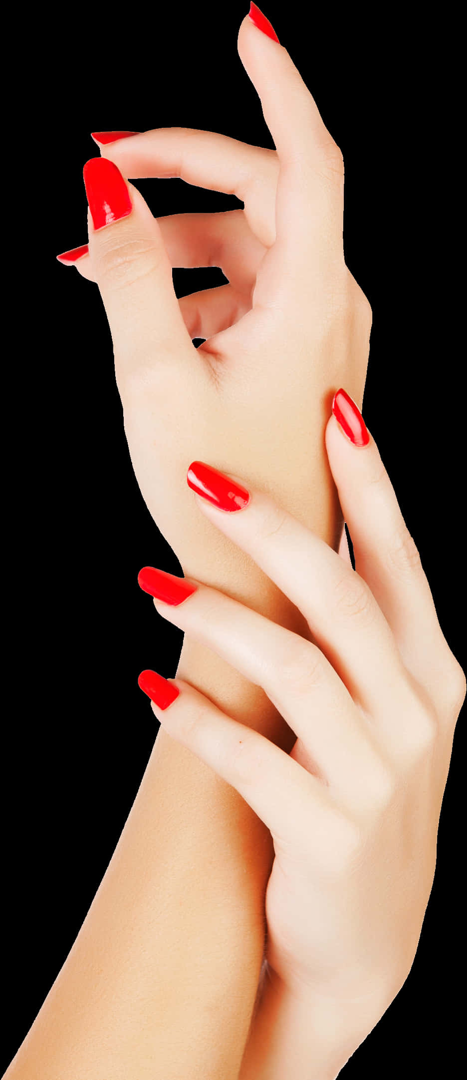 Elegant Red Manicureon Hands