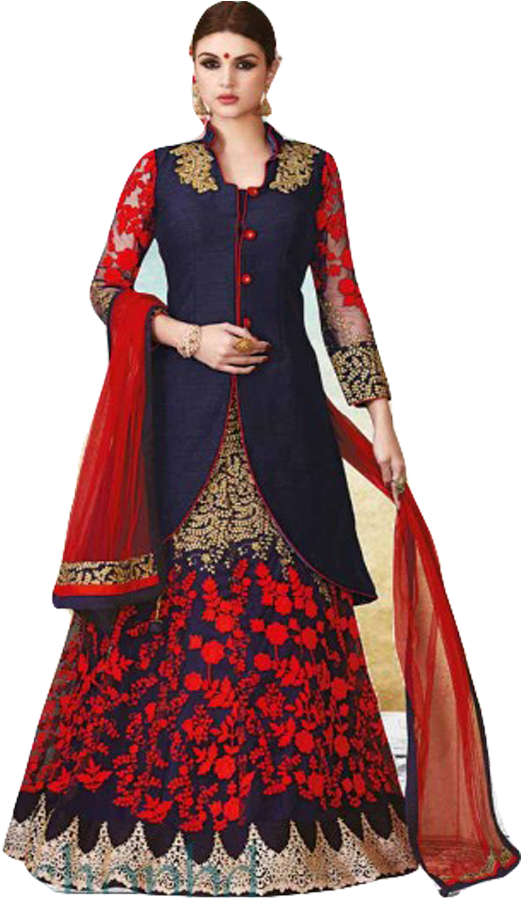 Elegant Redand Navy Lehenga Choli