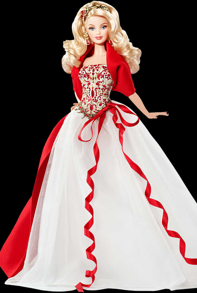 Elegant Redand White Barbie Doll