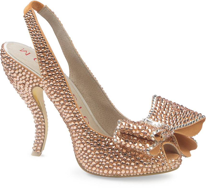 Elegant Rose Gold Sequin Heeled Shoe