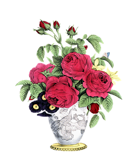 Elegant Rosesin Vase Illustration