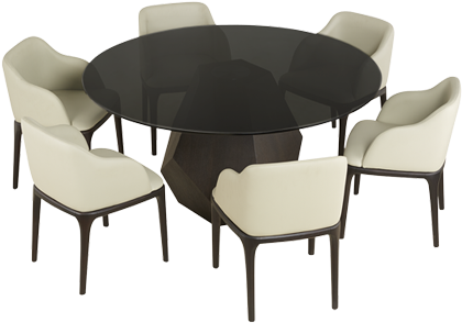 Elegant Round Black Dining Tablewith Cream Chairs.png