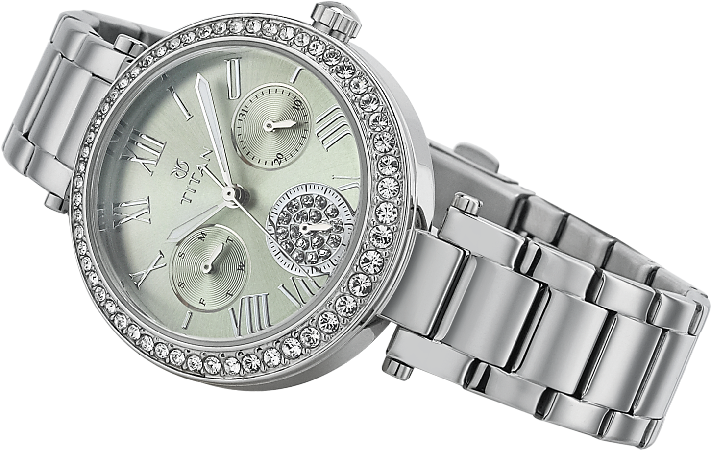 Elegant Silver Diamond Studded Watch