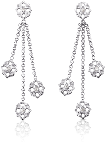 Elegant Silver Floral Drop Earrings