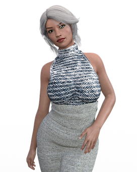 Elegant Silver Haired Woman3 D Model