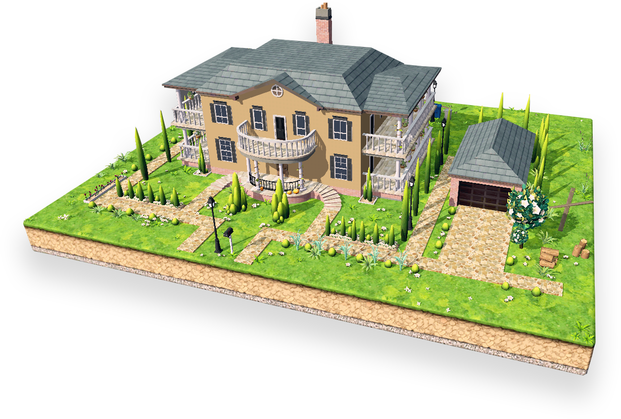 Elegant Suburban House3 D Model