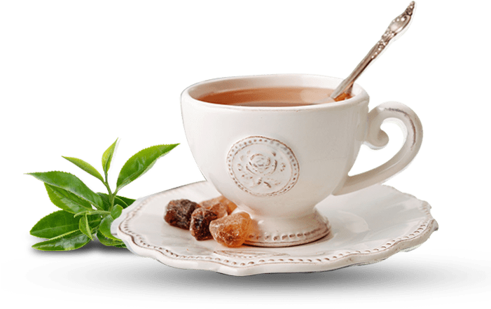 Elegant Tea Cup With Spoon And Tea Leaves