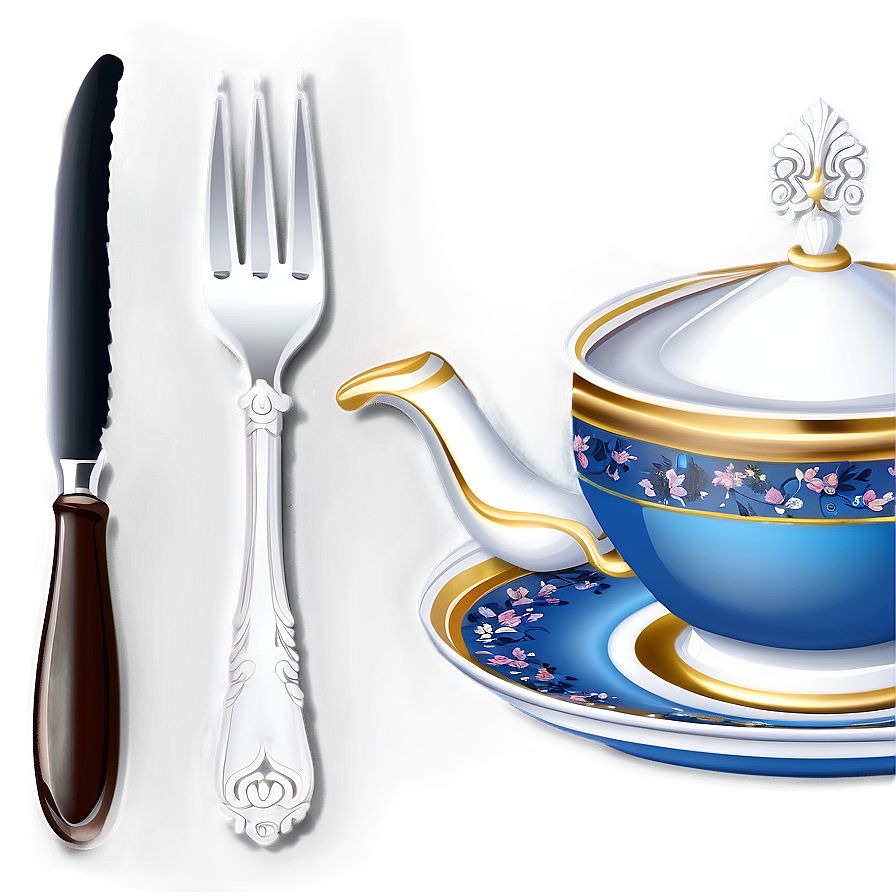 Elegant Tea Party Utensils Png Hsf