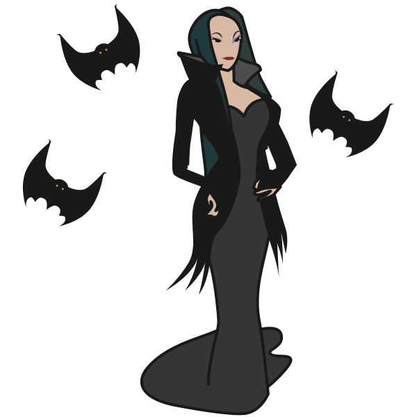 Elegant Vampire Ladywith Bats