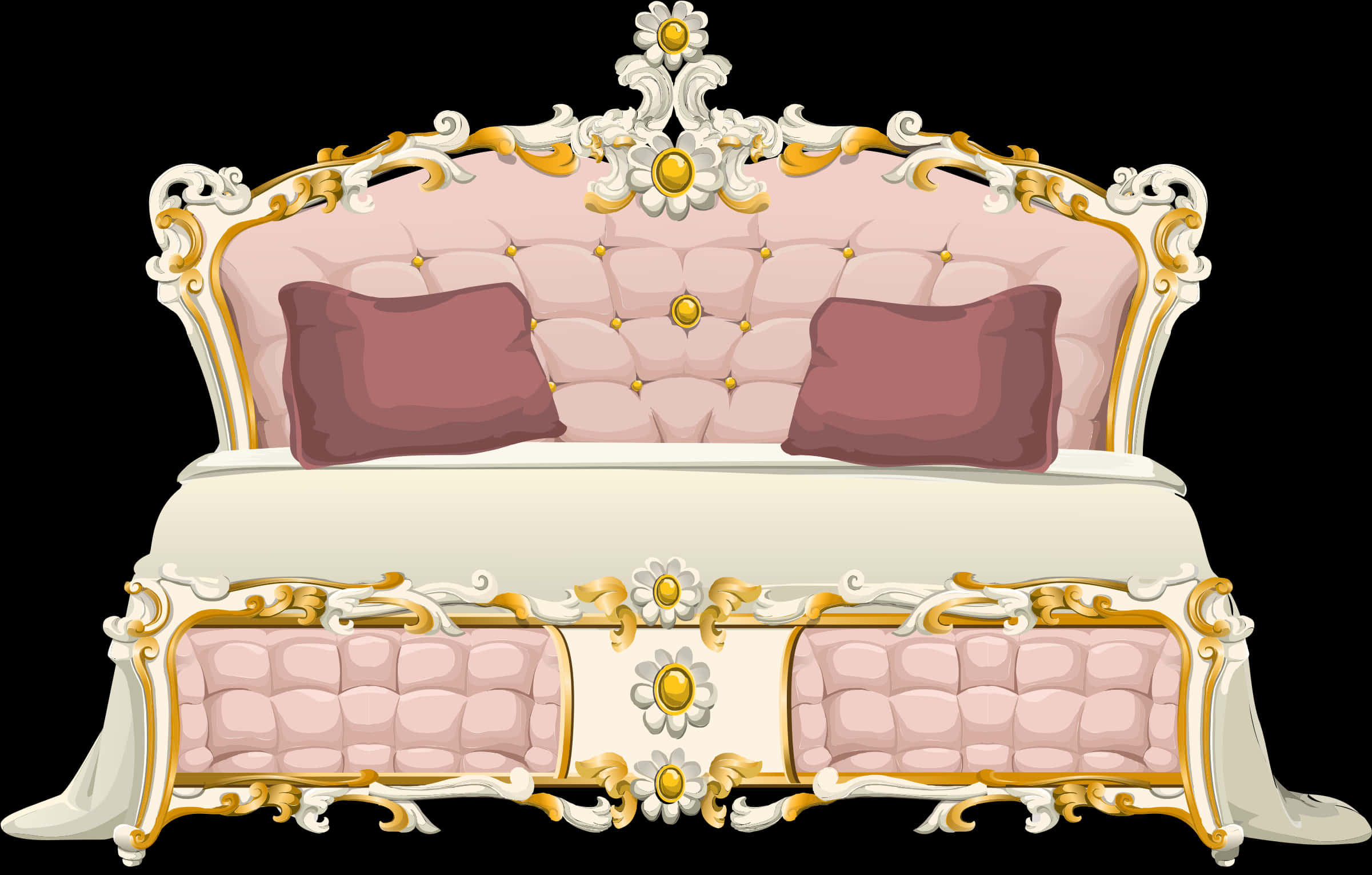 Elegant Vintage Bed Illustration