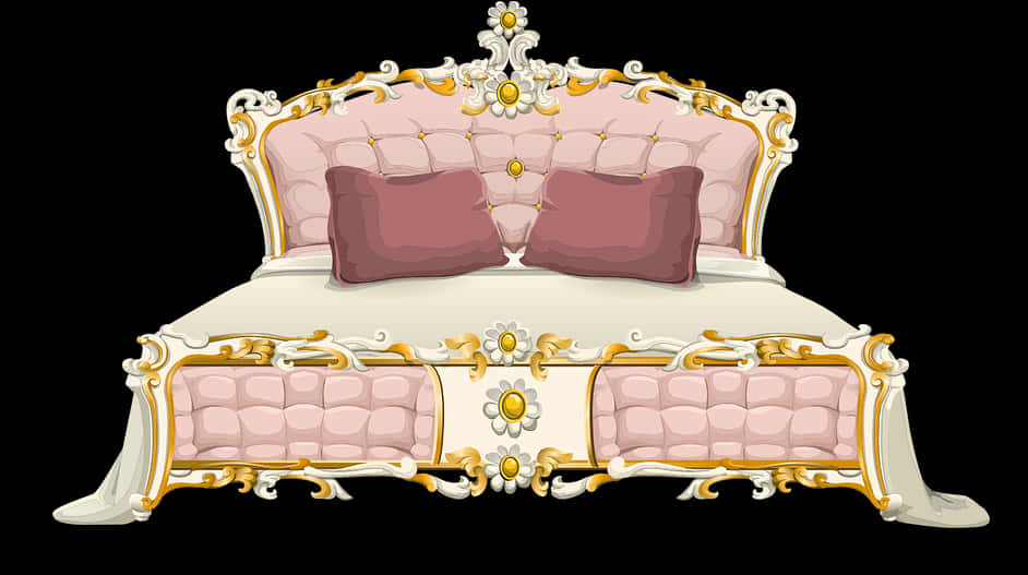 Elegant Vintage Bed Illustration