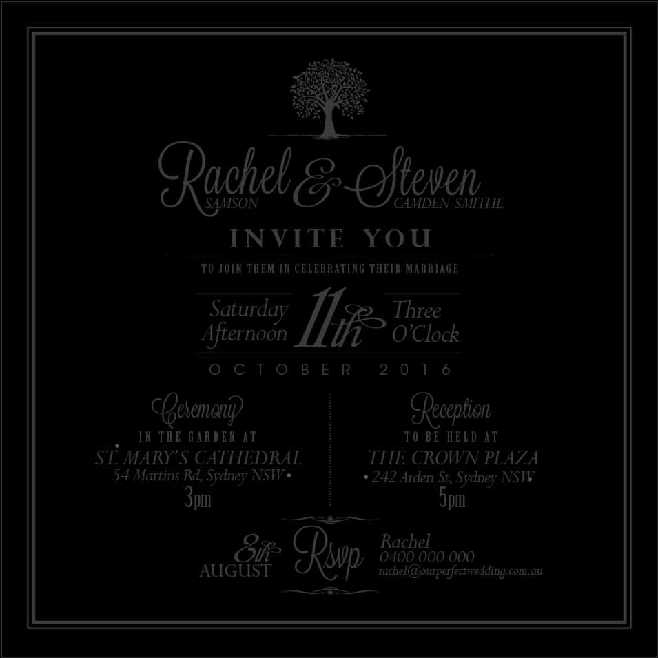 Elegant Wedding Invitation Blackand White