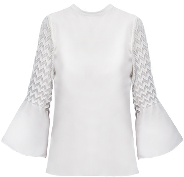 Elegant White Blousewith Chevron Sleeves