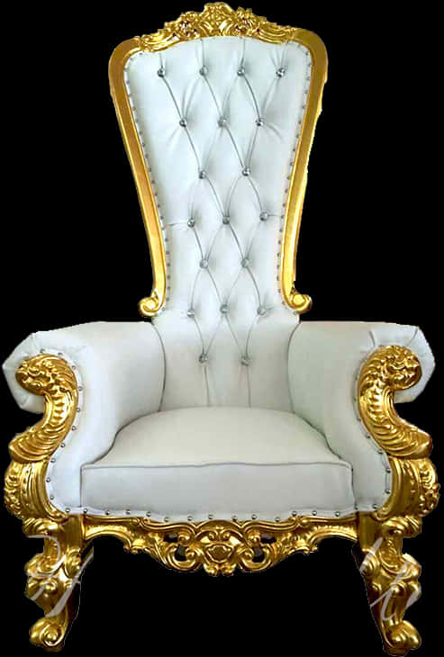 Elegant White Gold Throne Chair