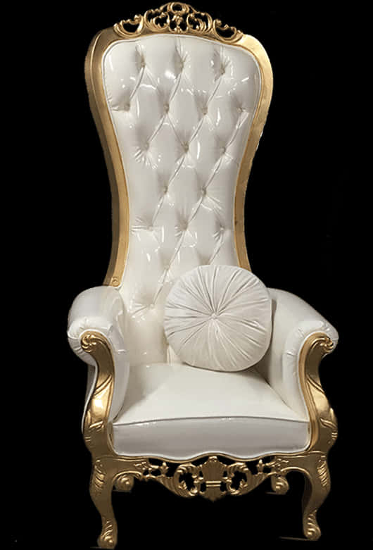 Elegant White Gold Trimmed Chair