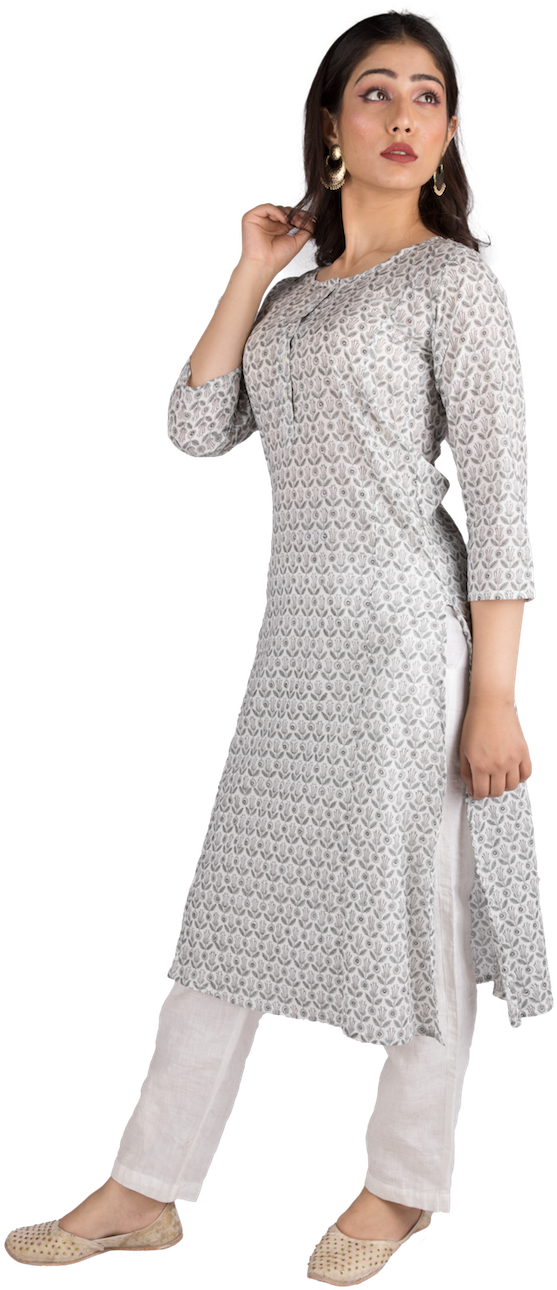 Elegant White Kurti Model Pose