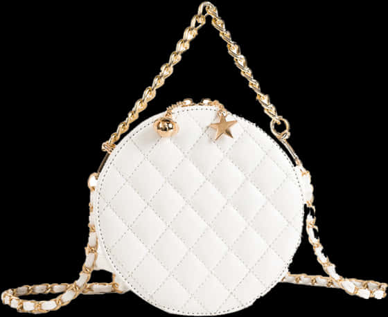 Elegant White Round Quilted Chain Strap Bag