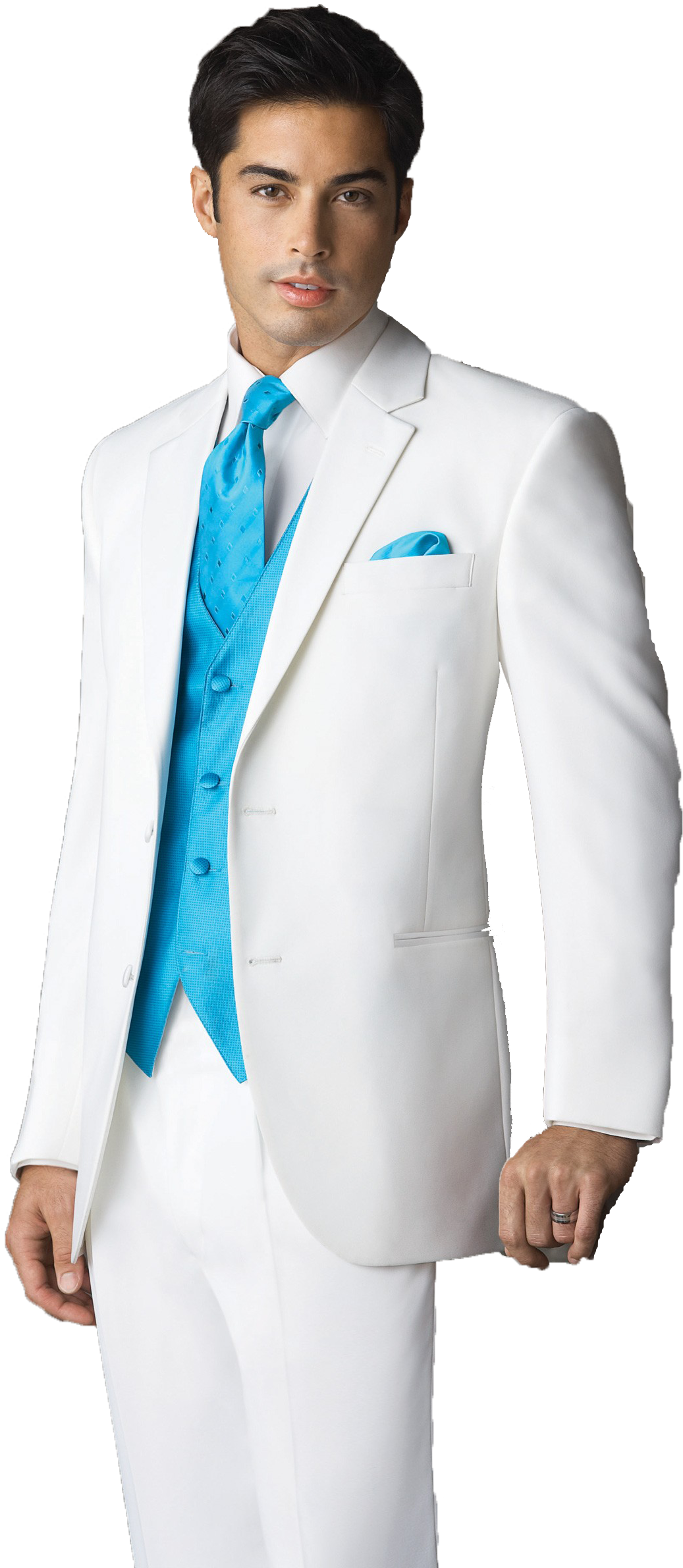 Elegant White Tuxedowith Blue Vest