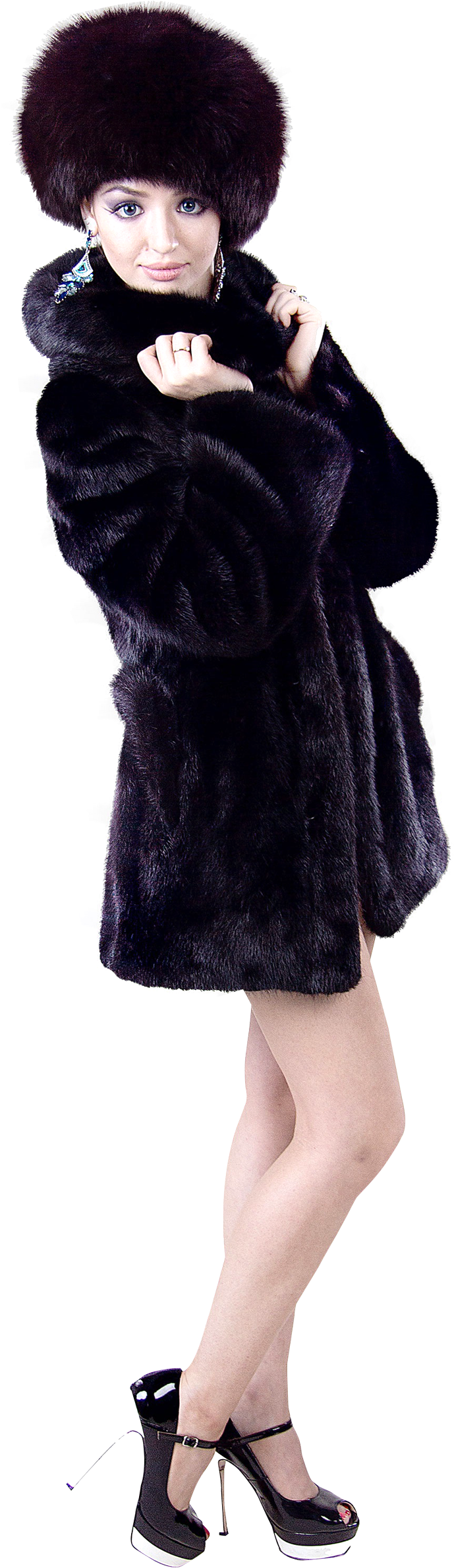 Elegant Womanin Fur Coatand Hat