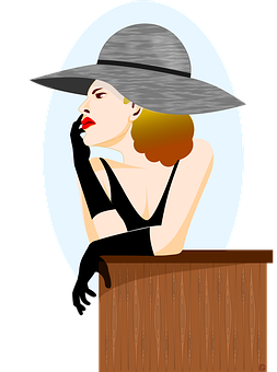 Elegant Womanin Hat Vector Illustration