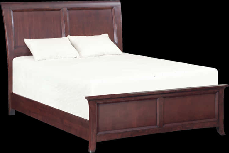 Elegant Wooden Bedwith White Bedding