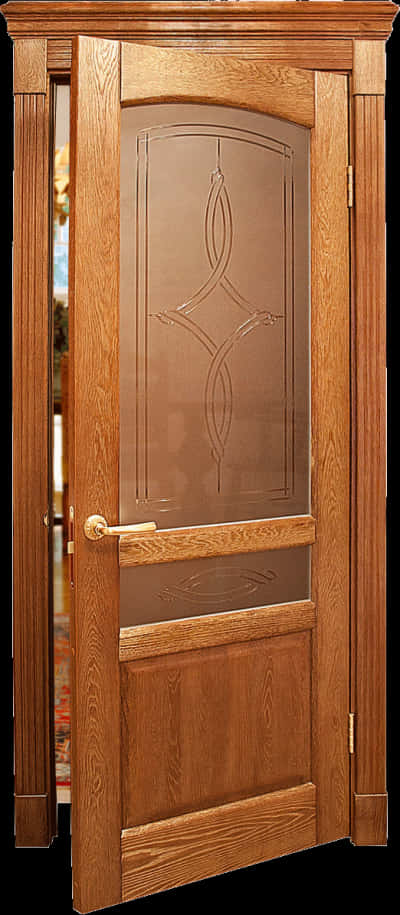 Elegant Wooden Doorwith Glass Panel