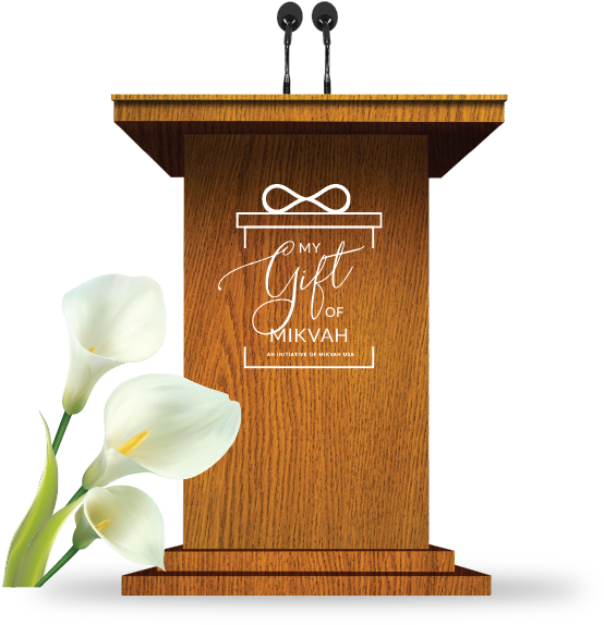 Elegant Wooden Podiumwith Flowersand Microphones