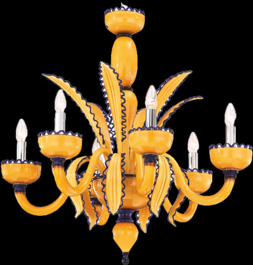 Elegant Yellow Murano Glass Chandelier