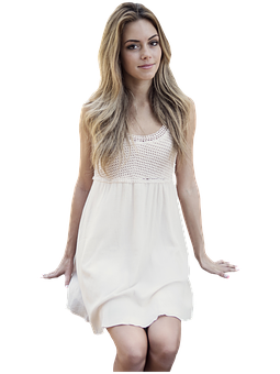 Elegant Young Womanin White Dress