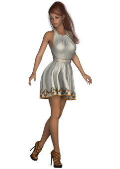 Elegant3 D Modelin White Dress