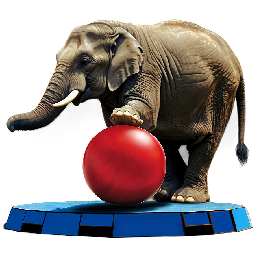 Elephant Balancing Ball Circus Png 05032024