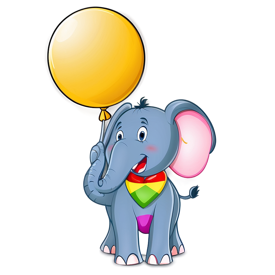 Elephant Cartoon With Balloon Png 06212024