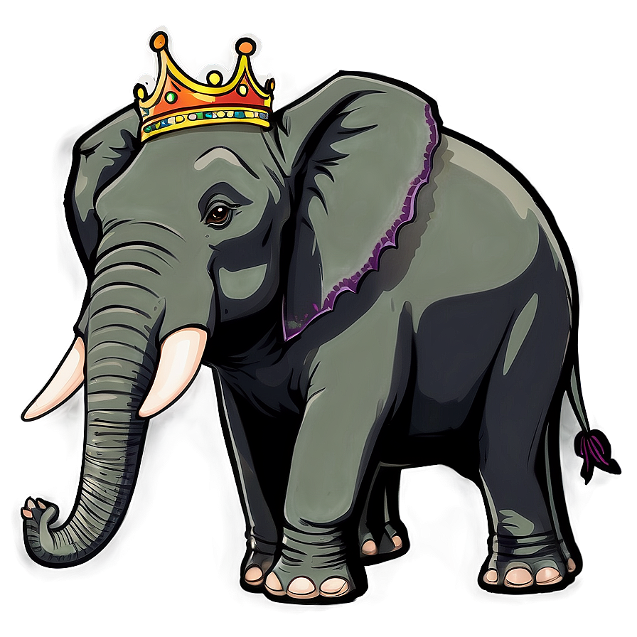 Elephant Cartoon With Crown Png 06212024