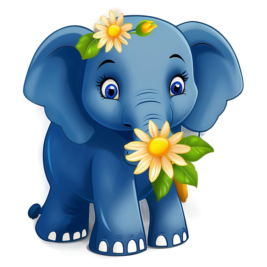 Elephant Cartoon With Flowers Png 6