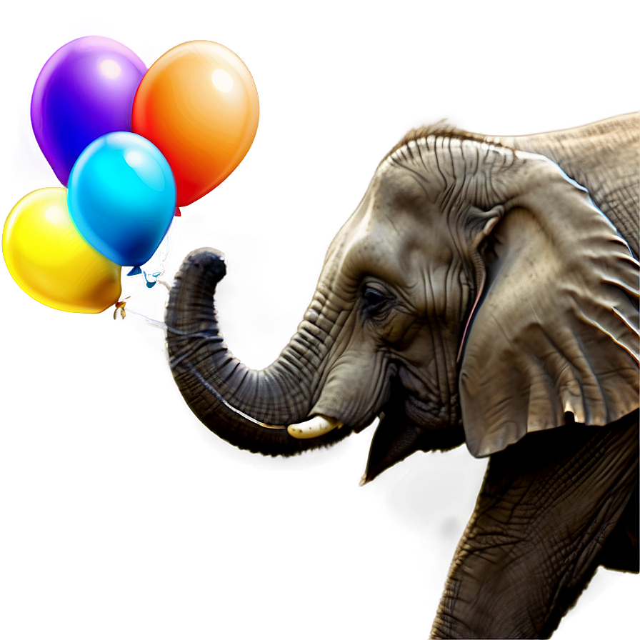 Elephant Holding Balloons Png Atv67