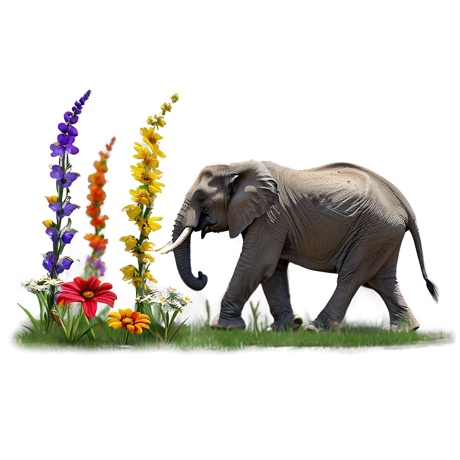 Elephant In Field Of Flowers Png 44