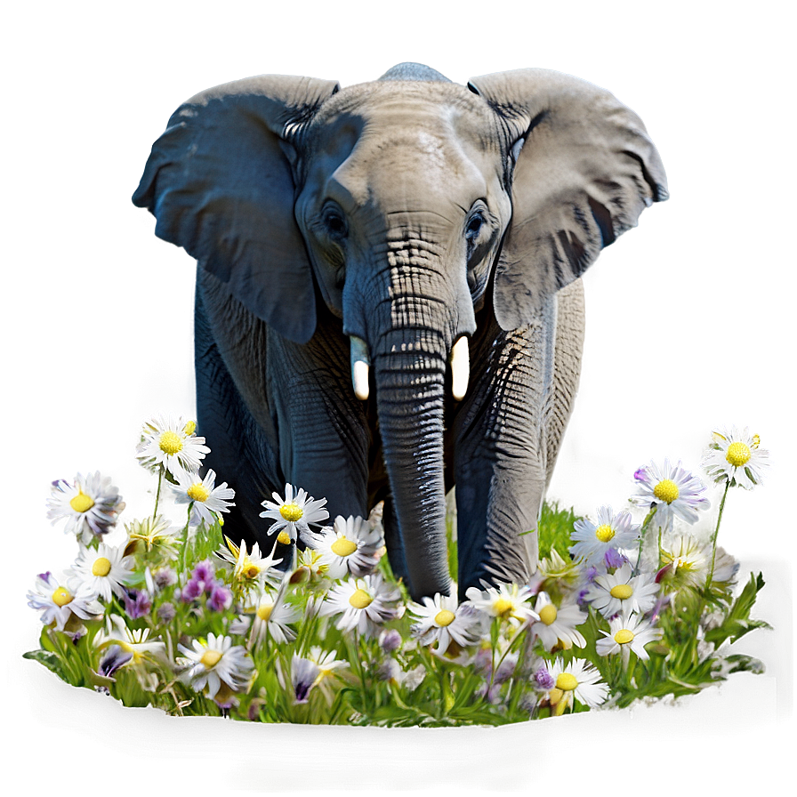 Elephant In Field Of Flowers Png Jbd97