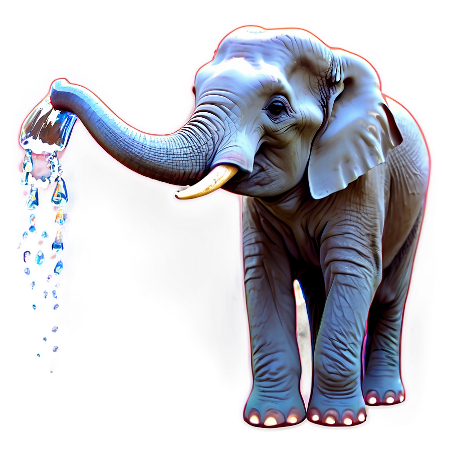 Elephant Spraying Water Png 05032024