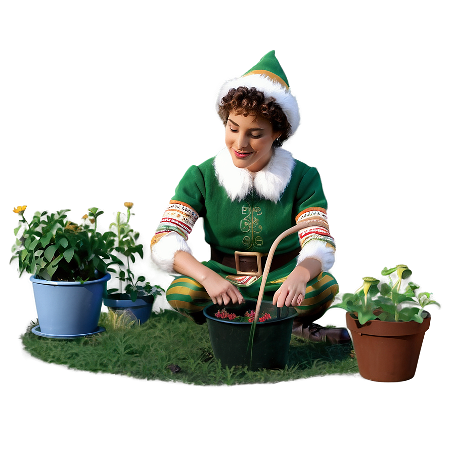 Elf Tending To Garden Png Wrv