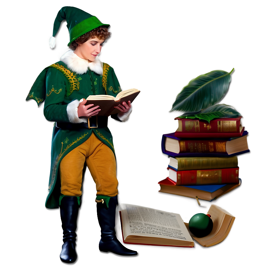 Elf With Magical Book Png 05232024