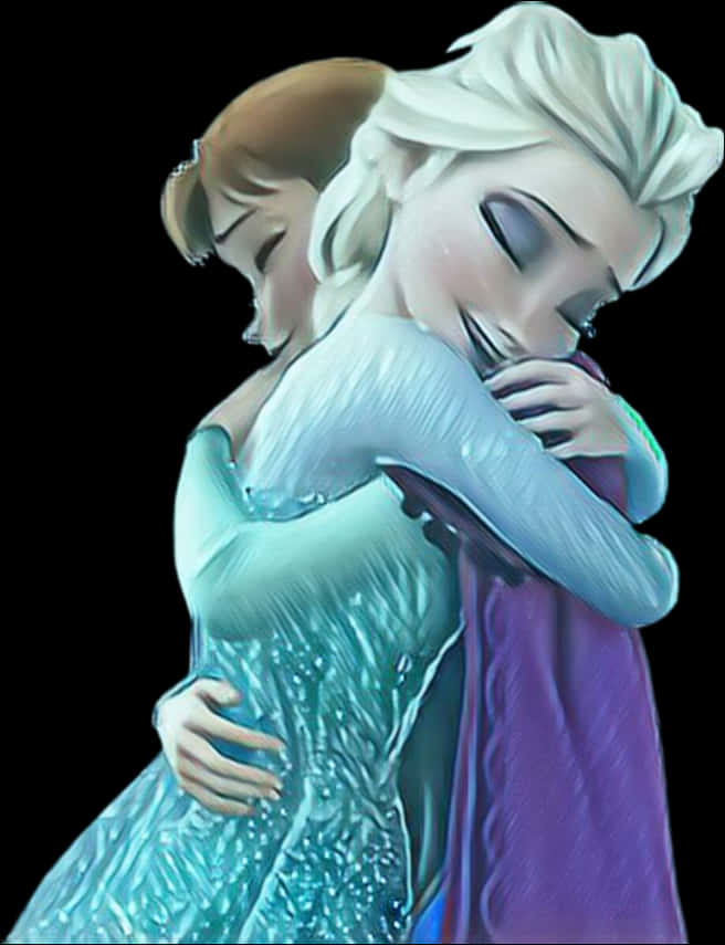 Elsaand Anna Embrace Frozen